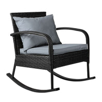 Outdoor Furniture Rocking Chair Wicker Garden Patio Lounge Setting Black