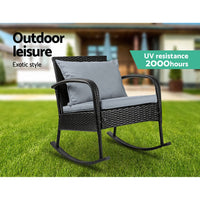 Outdoor Furniture Rocking Chair Wicker Garden Patio Lounge Setting Black Furniture Kings Warehouse 