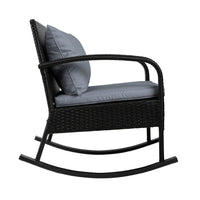 Outdoor Furniture Rocking Chair Wicker Garden Patio Lounge Setting Black Furniture Kings Warehouse 