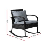 Outdoor Furniture Rocking Chair Wicker Garden Patio Lounge Setting Black Furniture Kings Warehouse 