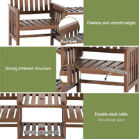 Outdoor Garden Bench Loveseat Wooden Table Chairs Patio Furniture Brown Furniture Kings Warehouse 