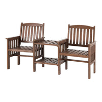 Outdoor Garden Bench Loveseat Wooden Table Chairs Patio Furniture Brown