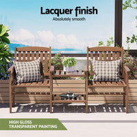 Outdoor Garden Bench Loveseat Wooden Table Chairs Patio Furniture Brown Furniture Kings Warehouse 