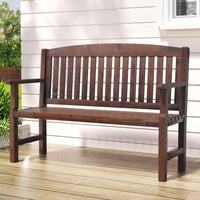 Outdoor Garden Bench Wooden 2 Seater Lounge Chair Patio Furniture Brown Furniture Kings Warehouse 