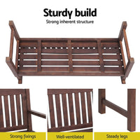 Outdoor Garden Bench Wooden 2 Seater Lounge Chair Patio Furniture Brown Furniture Kings Warehouse 