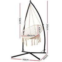 Outdoor Hammock Chair with Steel Stand Cotton Swing Hanging 124CM Cream Aussie Backyard Blitz Kings Warehouse 
