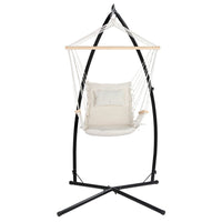 Outdoor Hammock Chair with Steel Stand Hanging Hammock Beach Cream Summer Sale Kings Warehouse 