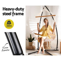Outdoor Hammock Chair with Steel Stand Hanging Hammock Beach Cream Summer Sale Kings Warehouse 