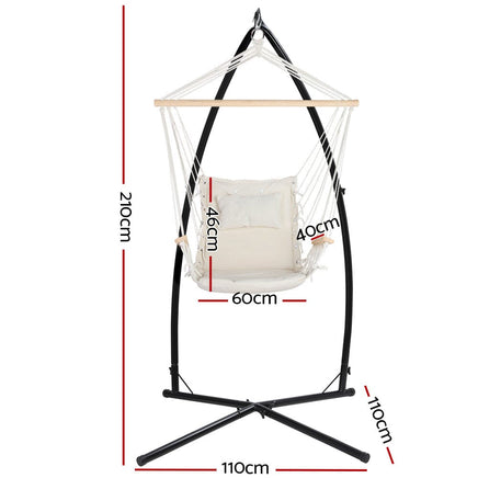 Outdoor Hammock Chair with Steel Stand Hanging Hammock Beach Cream Summer Sale Kings Warehouse 