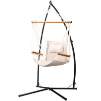 Outdoor Hammock Chair with Steel Stand Hanging Hammock Beach Cream Summer Sale Kings Warehouse 