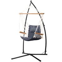 Outdoor Hammock Chair with Steel Stand Hanging Hammock Beach Grey Aussie Backyard Blitz Kings Warehouse 