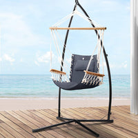 Outdoor Hammock Chair with Steel Stand Hanging Hammock Beach Grey Aussie Backyard Blitz Kings Warehouse 