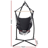 Outdoor Hammock Chair with Steel Stand Tassel Hanging Rope Hammock Grey Summer Sale Kings Warehouse 