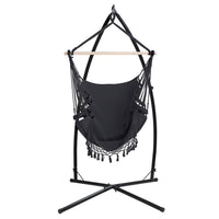 Outdoor Hammock Chair with Steel Stand Tassel Hanging Rope Hammock Grey Summer Sale Kings Warehouse 