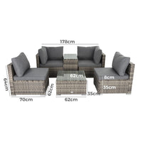 Outdoor Modular Lounge Sofa with Wicker End Table Set Furniture Kings Warehouse 