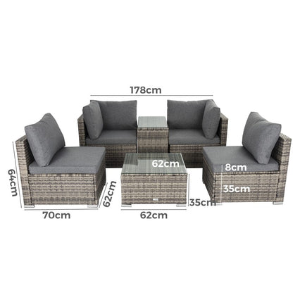 Outdoor Modular Lounge Sofa with Wicker End Table Set Furniture Kings Warehouse 
