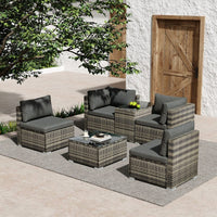 Outdoor Modular Lounge Sofa with Wicker End Table Set Furniture Kings Warehouse 