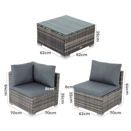 Outdoor Modular Lounge Sofa with Wicker End Table Set Furniture Kings Warehouse 