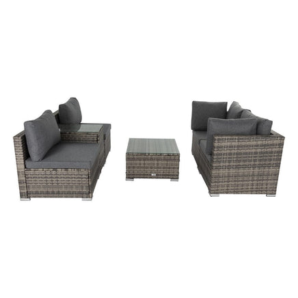 Outdoor Modular Lounge Sofa with Wicker End Table Set Furniture Kings Warehouse 
