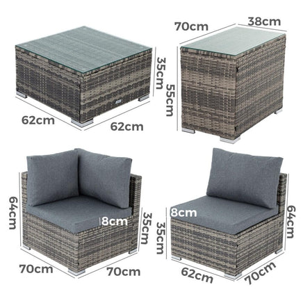 Outdoor Modular Lounge Sofa with Wicker End Table Set Furniture Kings Warehouse 