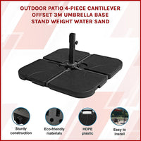 Outdoor Patio 4-Piece Cantilever Offset 3M Umbrella Base Stand Weight Water Sand Home & Garden Kings Warehouse 