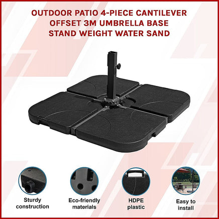 Outdoor Patio 4-Piece Cantilever Offset 3M Umbrella Base Stand Weight Water Sand Home & Garden Kings Warehouse 