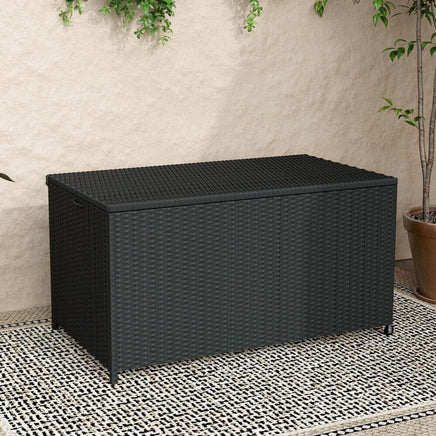 Outdoor PE Wicker Storage Box Garden 320L-Black Furniture Kings Warehouse 