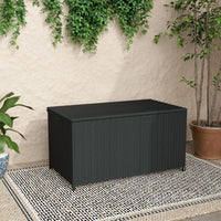 Outdoor PE Wicker Storage Box Garden 320L-Black Furniture Kings Warehouse 