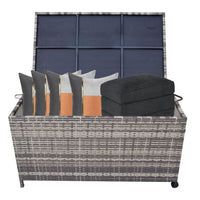 Outdoor PE Wicker Storage Box Garden 320L-Grey Furniture Kings Warehouse 