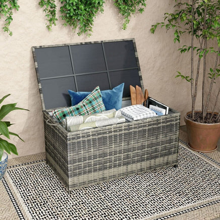 Outdoor PE Wicker Storage Box Garden 320L-Grey Furniture Kings Warehouse 