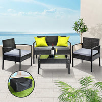 Outdoor Sofa Set Wicker Lounge Setting Table and Chairs Storage Cover Furniture Kings Warehouse 
