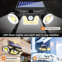 Outdoor Solar Lights with 3 Adjustable Head for Porch Garden Patio Kings Warehouse 