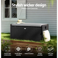 Outdoor Storage Bench Box Garden Sheds Tools Wicker Cushion Patio Chair Kings Warehouse 