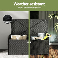 Outdoor Storage Bench Box Garden Sheds Tools Wicker Cushion Patio Chair Kings Warehouse 