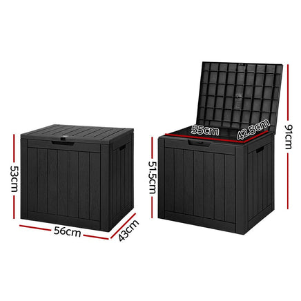Outdoor Storage Box 118L Container Lockable Garden Toy Tool Shed Black Furniture Kings Warehouse 