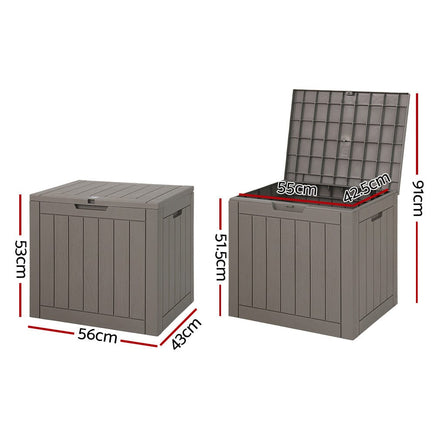 Outdoor Storage Box 118L Container Lockable Garden Toy Tool Shed Grey Furniture Kings Warehouse 