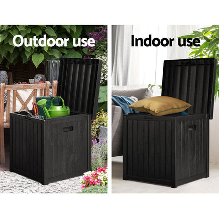 Outdoor Storage Box 195L Organiser Garden Bench Deck Toy Shed Tool Black Furniture Kings Warehouse 