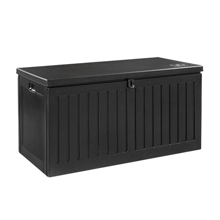 Outdoor Storage Box 270L Container Lockable Garden Bench Tool Shed Black Furniture Kings Warehouse 