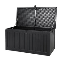 Outdoor Storage Box 270L Container Lockable Garden Bench Tool Shed Black Furniture Kings Warehouse 
