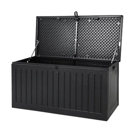 Outdoor Storage Box 270L Container Lockable Garden Bench Tool Shed Black Furniture Kings Warehouse 