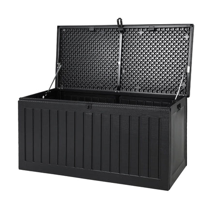 Outdoor Storage Box 270L Container Lockable Garden Bench Tool Shed Black Furniture Kings Warehouse 