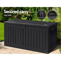 Outdoor Storage Box 270L Container Lockable Garden Bench Tool Shed Black Furniture Kings Warehouse 