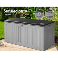 Outdoor Storage Box 270L Container Lockable Garden Bench Tool Shed Grey Furniture Kings Warehouse 