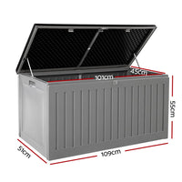 Outdoor Storage Box 270L Container Lockable Garden Bench Tool Shed Grey Furniture Kings Warehouse 
