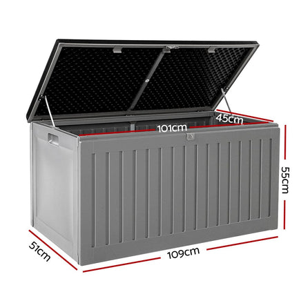 Outdoor Storage Box 270L Container Lockable Garden Bench Tool Shed Grey Furniture Kings Warehouse 