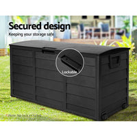 Outdoor Storage Box 290L Lockable Organiser Garden Deck Shed All Black Furniture Kings Warehouse 
