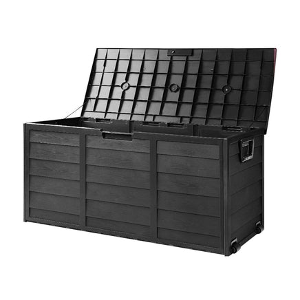 Outdoor Storage Box 290L Lockable Organiser Garden Deck Shed All Black Furniture Kings Warehouse 
