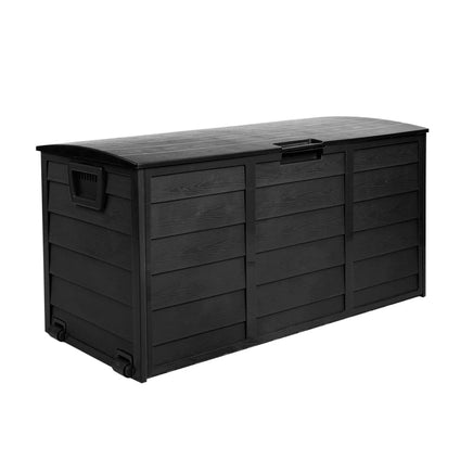 Outdoor Storage Box 290L Lockable Organiser Garden Deck Shed All Black Furniture Kings Warehouse 