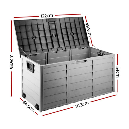 Outdoor Storage Box 290L Lockable Organiser Garden Deck Shed Tool Black Furniture Kings Warehouse 