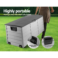 Outdoor Storage Box 290L Lockable Organiser Garden Deck Shed Tool Black Furniture Kings Warehouse 